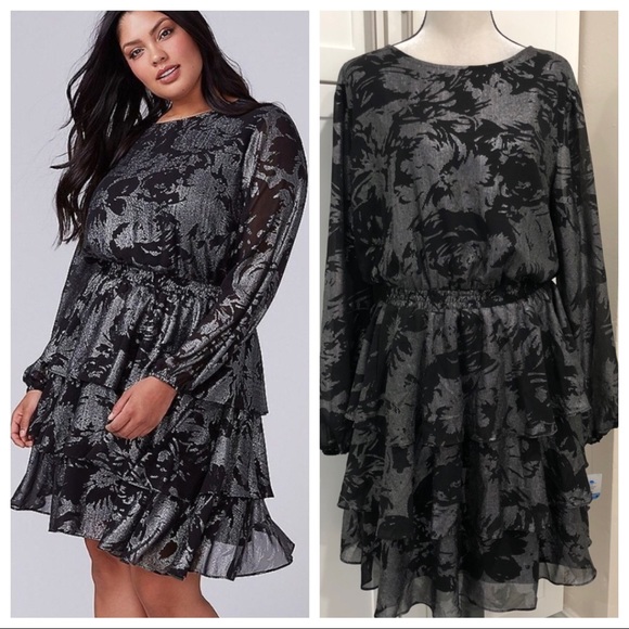 Lane Bryant Dresses & Skirts - Lane Bryant fast lane metallic print tiered dress
